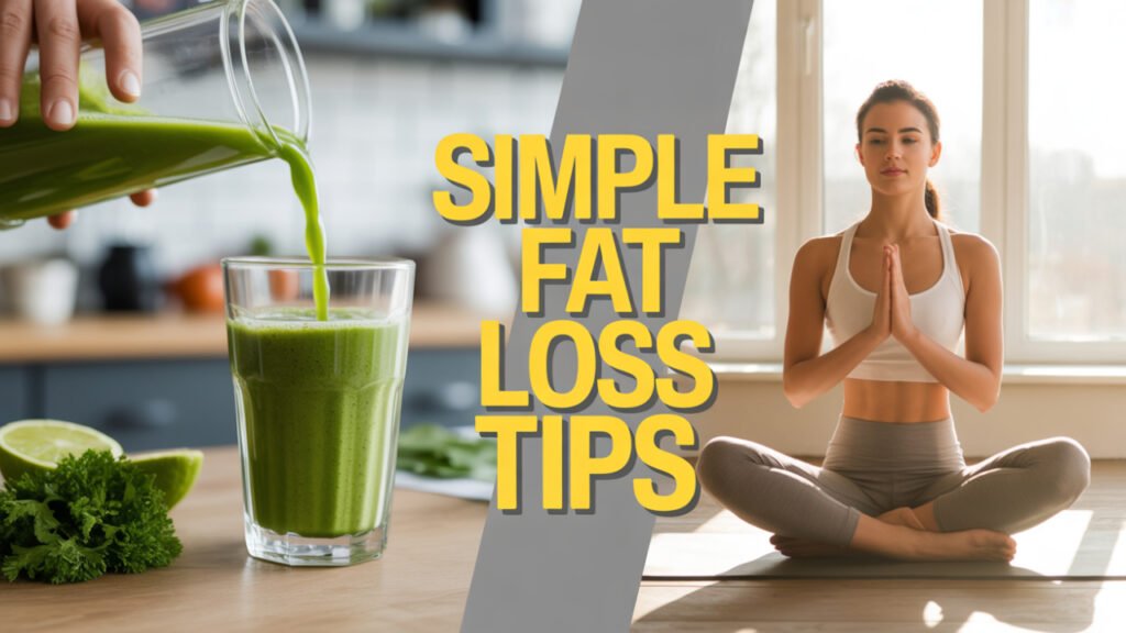 Healthy whole foods and hydration tips showing how to lose belly fat naturally through diet